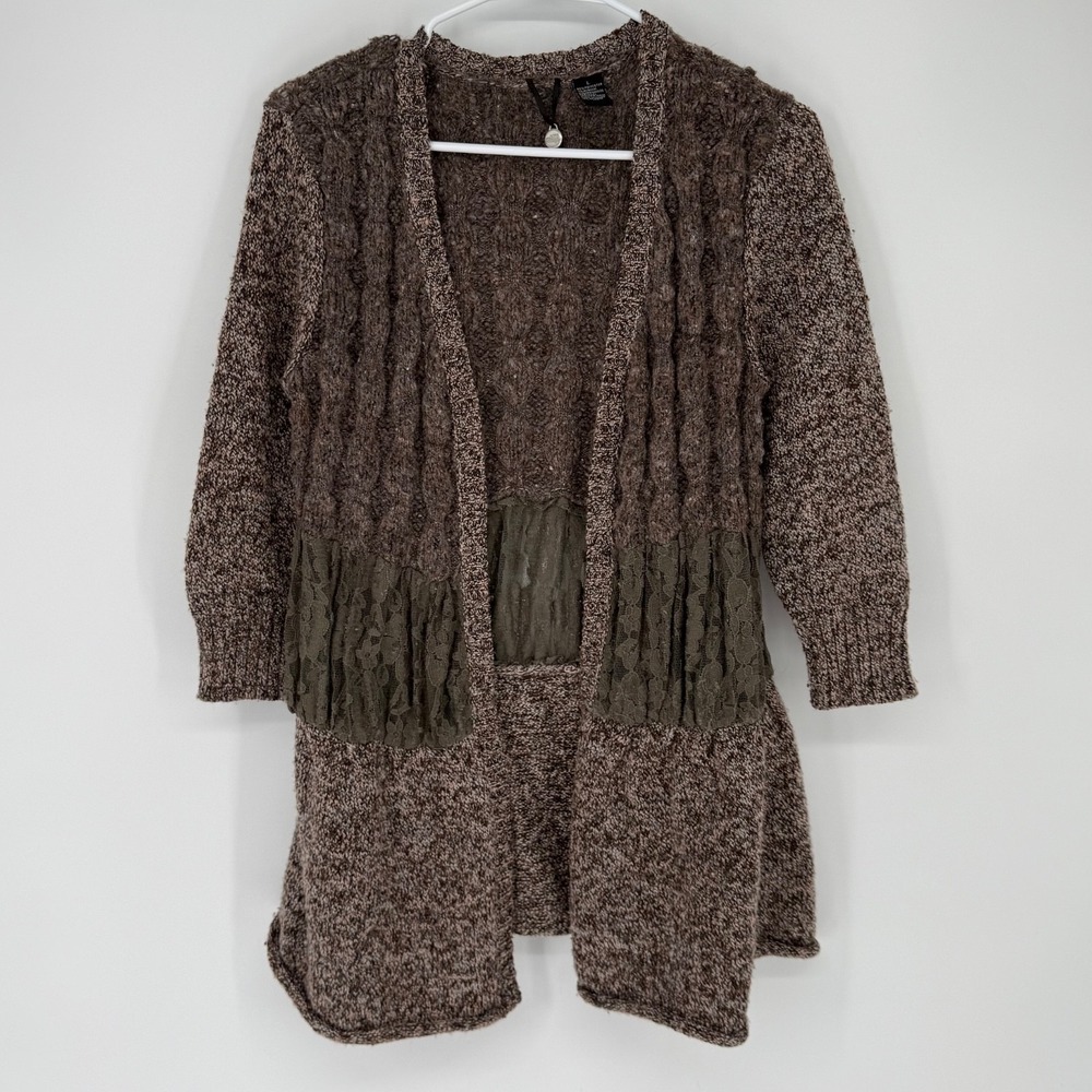 BKE Cardigan Womens Large Brown Festival Fairy Grunge Boho Lagenlook Goblincore